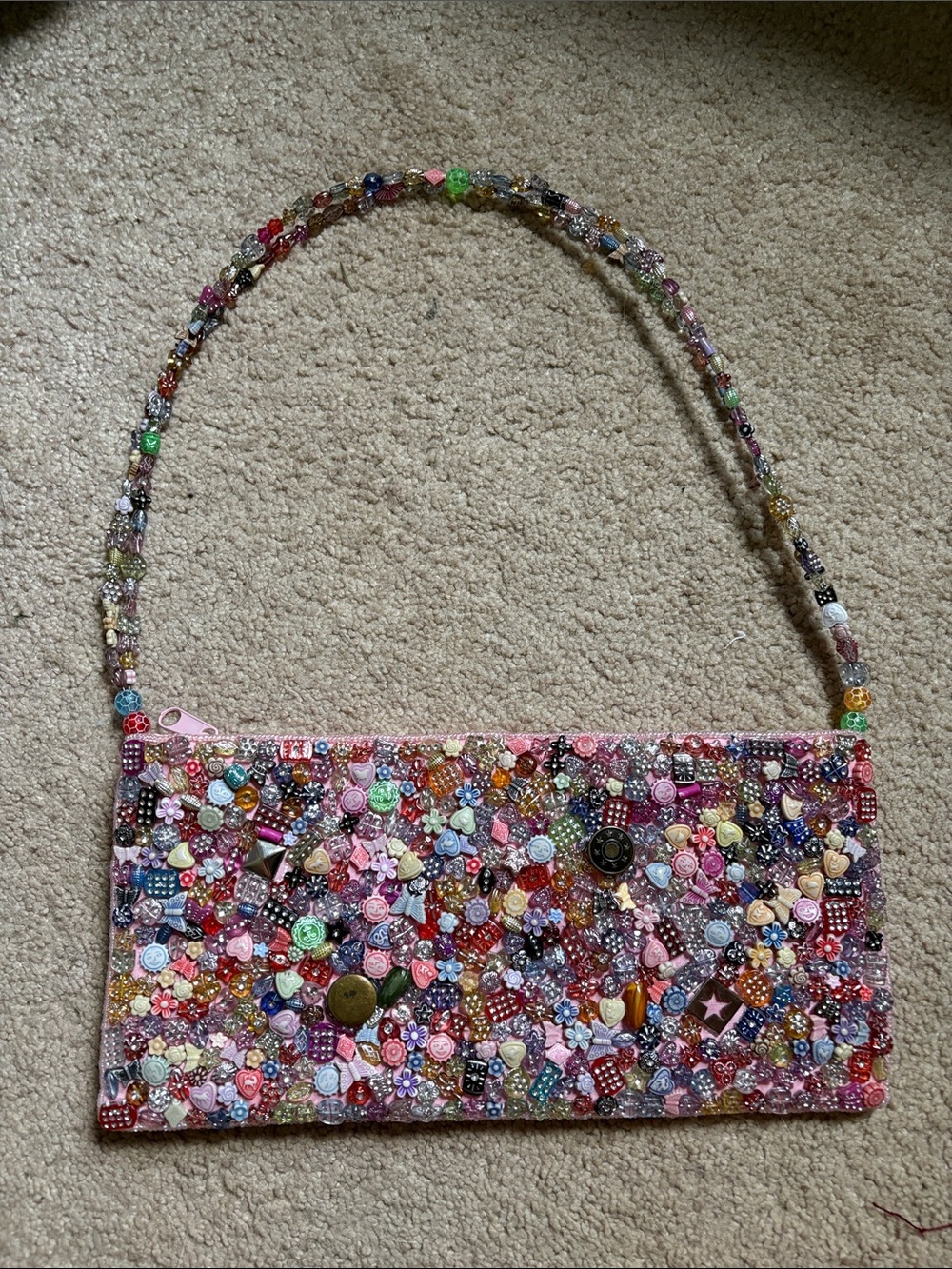 Hand-Embellished Multicolor Beaded Shoulder Bag